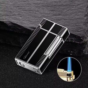 Derui Windproof Gas Inflated Lighter Jet PING Bright Sound Torch Lighter Compact